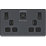 British General Evolve 13A 2-Gang SP Switched Socket + 3A 2-Outlet Type A & C USB Charger Grey with Black Inserts