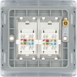 British General Nexus Metal 2-Gang Double RJ45 Ethernet Socket Polished Chrome