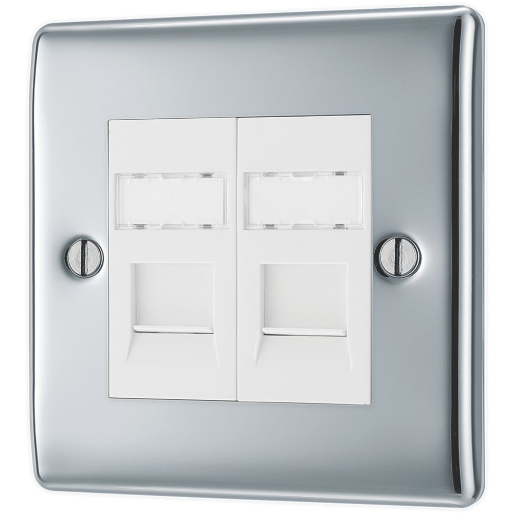 British General Nexus Metal 2-Gang Double RJ45 Ethernet Socket Polished ...