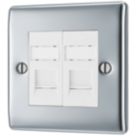 British General Nexus Metal 2-Gang Double RJ45 Ethernet Socket Polished Chrome