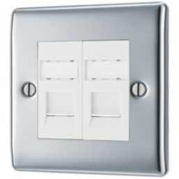British General Nexus Metal 2-Gang Double RJ45 Ethernet Socket Polished Chrome