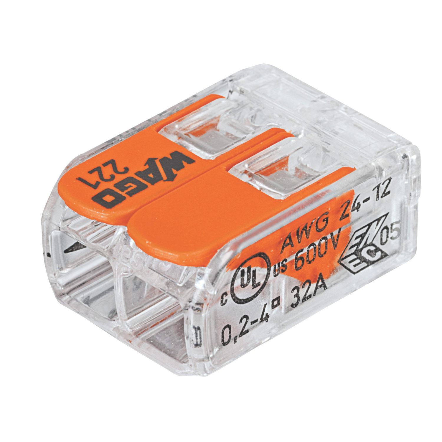 Wago 221-412 32A 2-Way Lever Connectors 100 Pack (8421R)