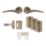 Smith & Locke Blencathra Door Handle, Latch & Hinge Set Antique Brass 6 Pcs