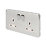Schneider Electric Lisse Deco 13A 2-Gang SP Switched Plug Socket Polished Chrome  with White Inserts