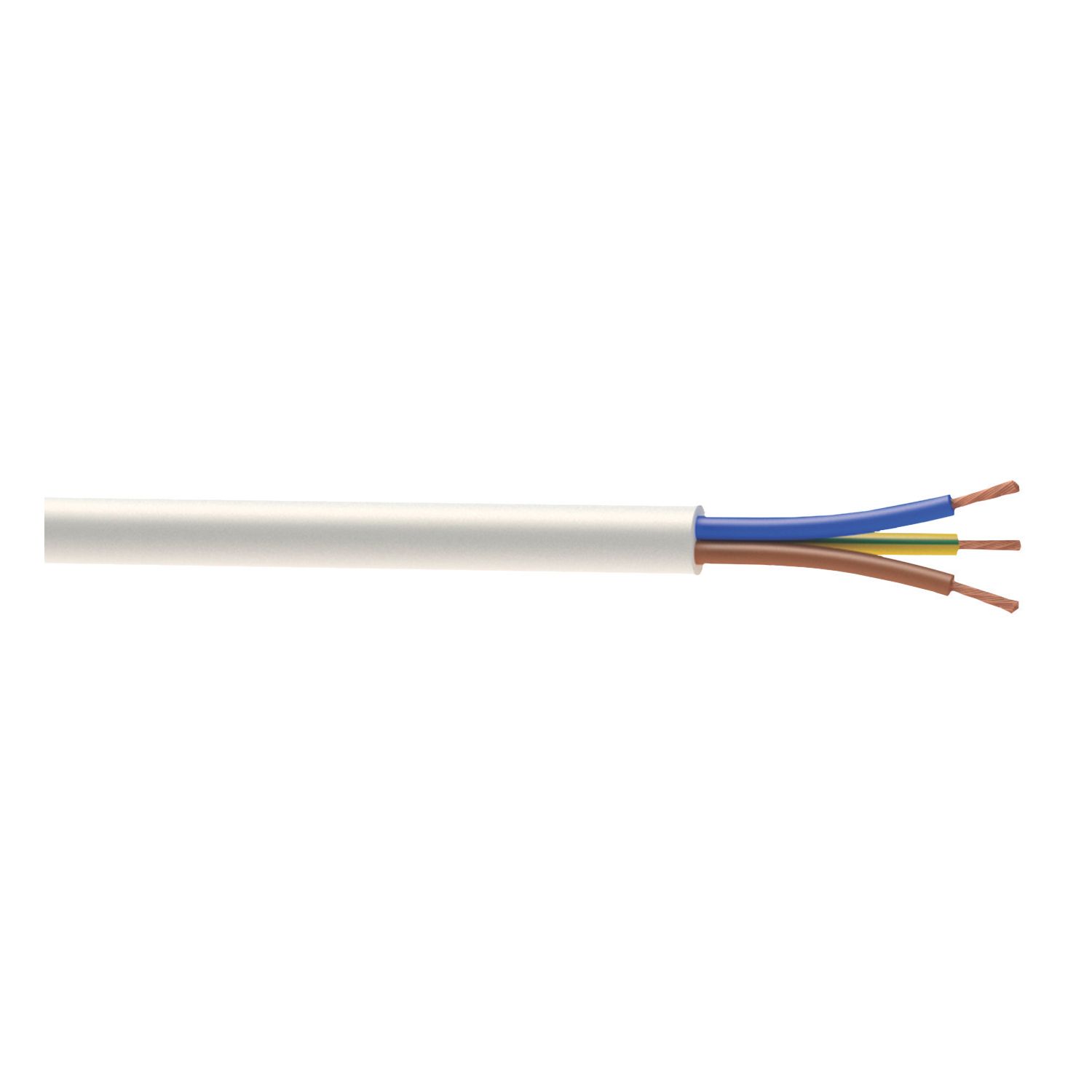 Time 2183Y White 3-Core 0.75mm² Flexible Cable 10m Coil (842JY)