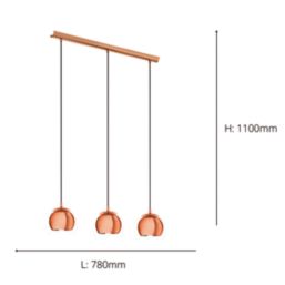 Eglo Rocamar 3-Light Pendant Copper