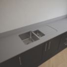 Metis  Light Grey Kitchen Worktop with 1.5 Bowl Stainless Steel Sink 3050mm x 620mm x 15mm