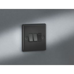 Knightsbridge  10AX 3-Gang 2-Way Light Switch  Matt Black with Black Inserts