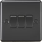 Knightsbridge  10AX 3-Gang 2-Way Light Switch  Matt Black with Black Inserts