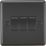 Knightsbridge  10AX 3-Gang 2-Way Light Switch  Matt Black with Black Inserts