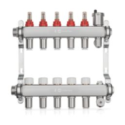 JG Underfloor 5 Port Heating Manifold Brushed Steel