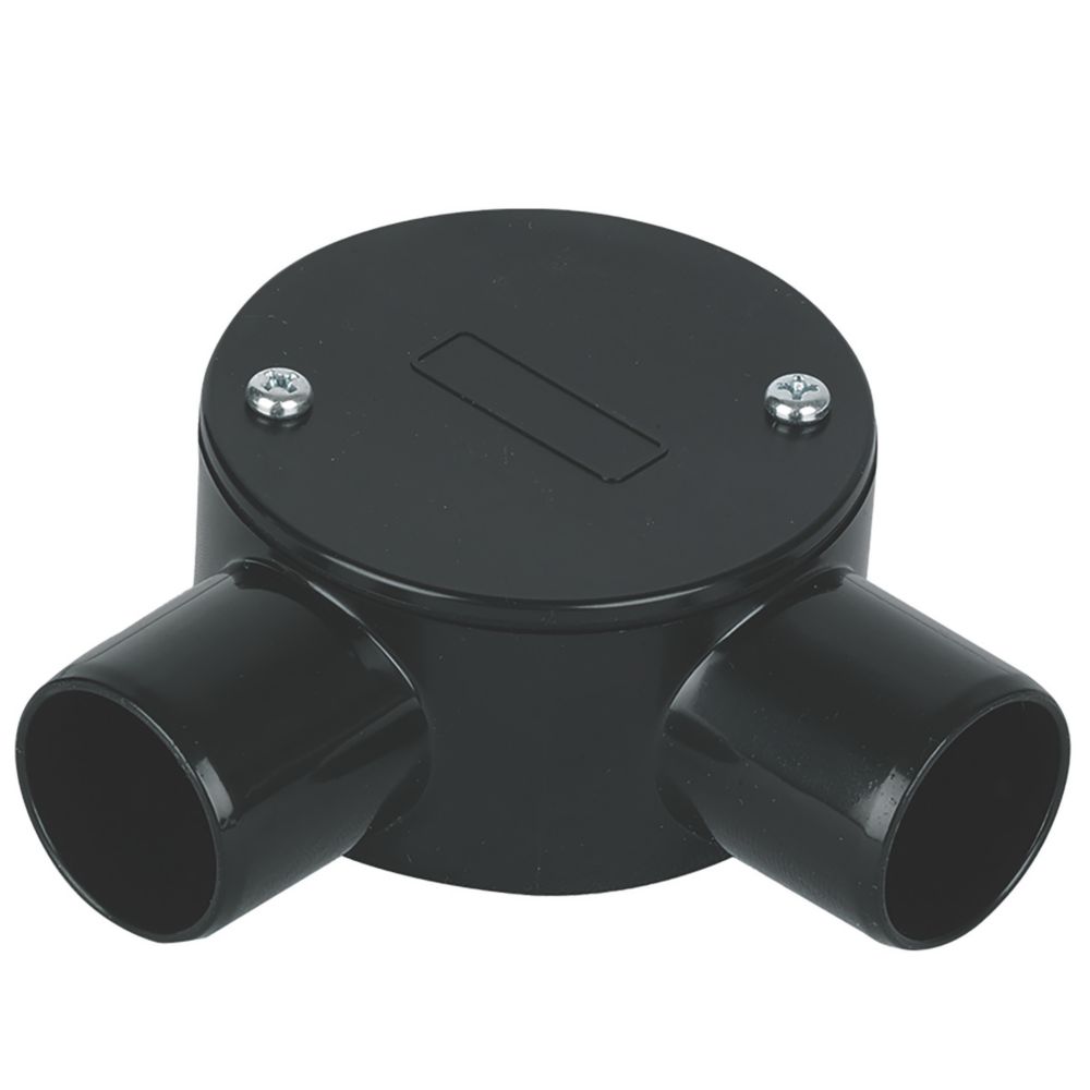 Deta TTE 2 Way 25mm Angle Box Black - Screwfix