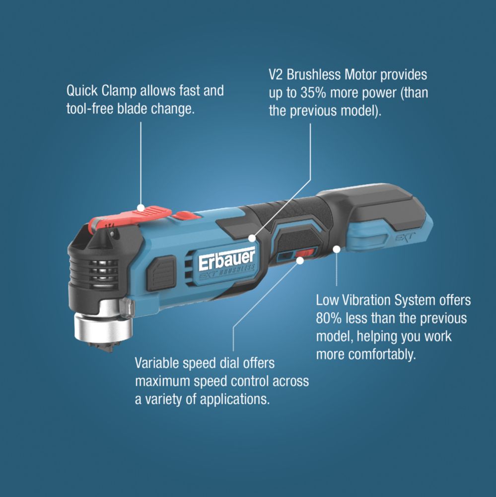 Erbauer ERI1080MLT 18V Li-Ion EXT Brushless Cordless Multi-Tool