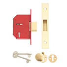 Union Fire Rated 5 Lever Brass Mortice Deadlock 68mm Case - 45mm Backset