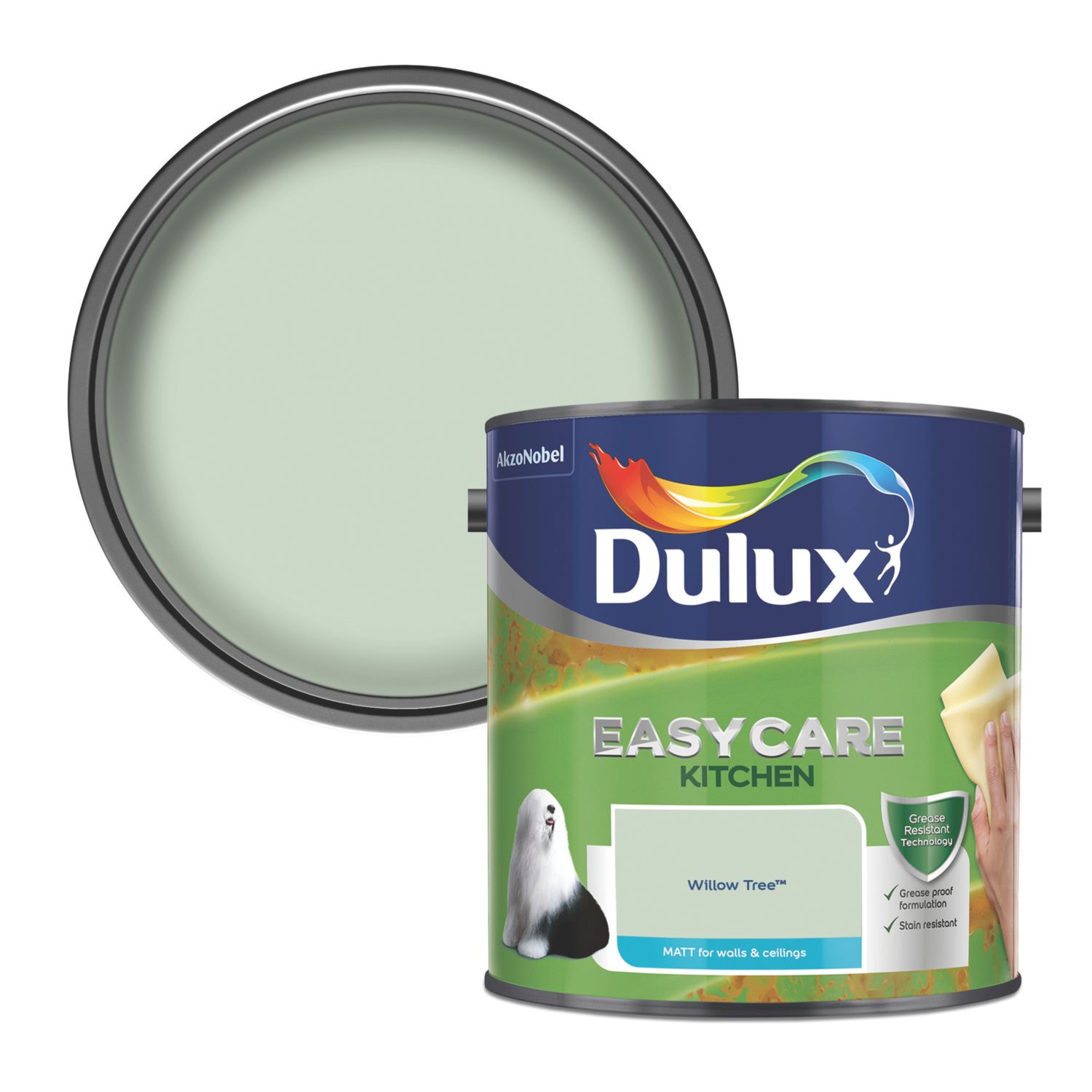 Dulux Easycare 2.5Ltr Willow Tree Matt Emulsion Kitchen Paint (84366)