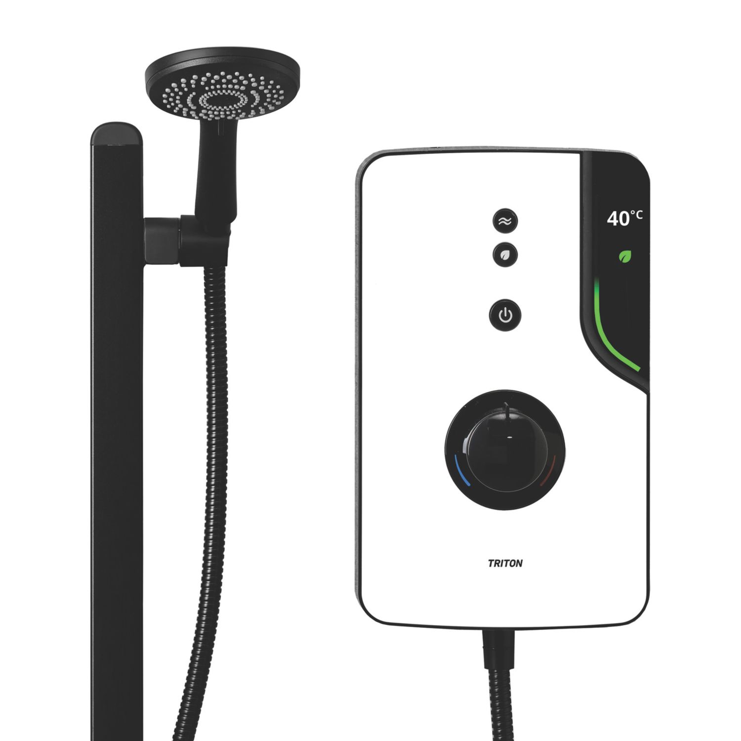 Triton ENlight White / Black 9.5kW Thermostatic Shower with Back to Wall Kit (843CU)