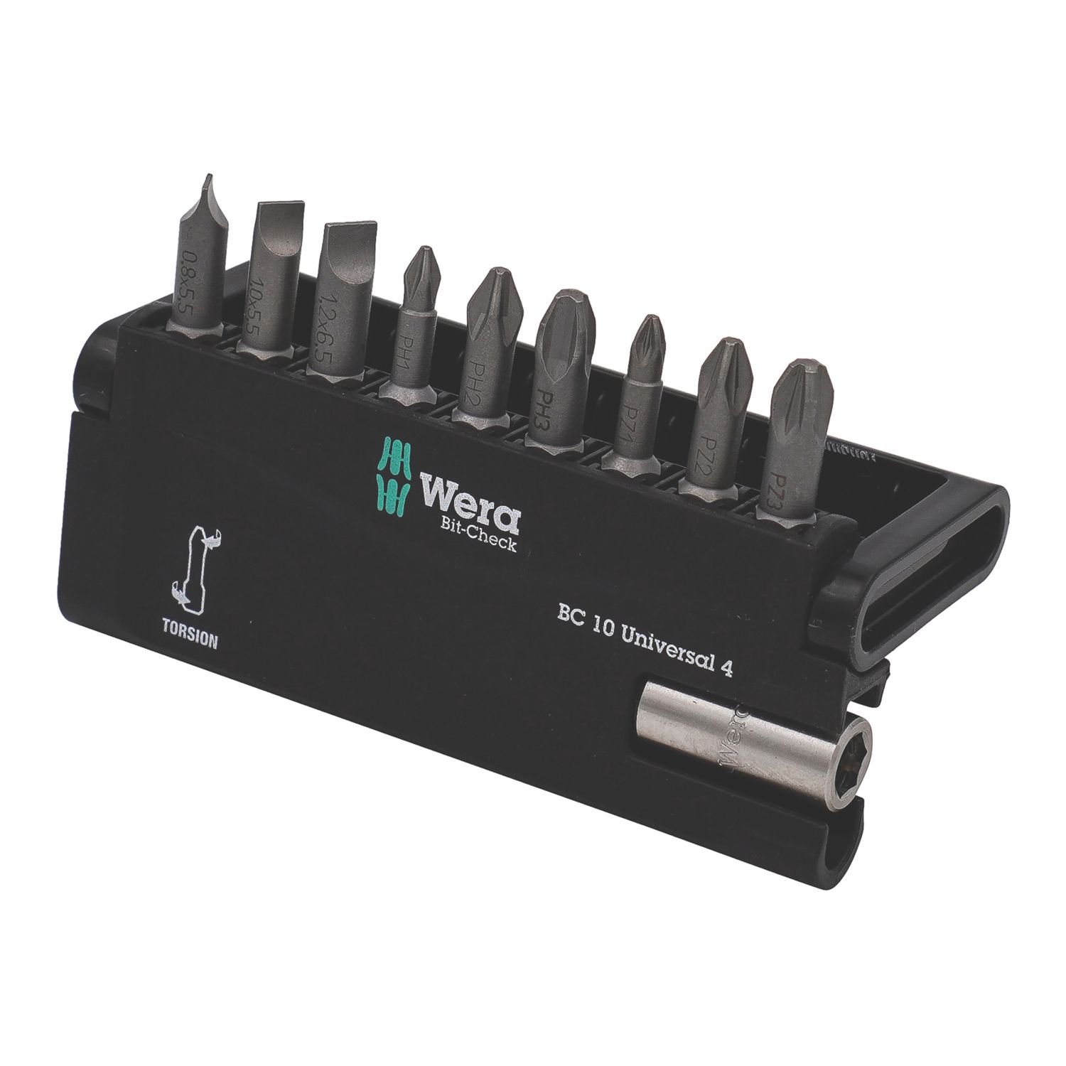 Wera Bit-Check 10 Universal 4 1/4" Hex Shank Mixed Bit Set 10 Pieces (843FU)
