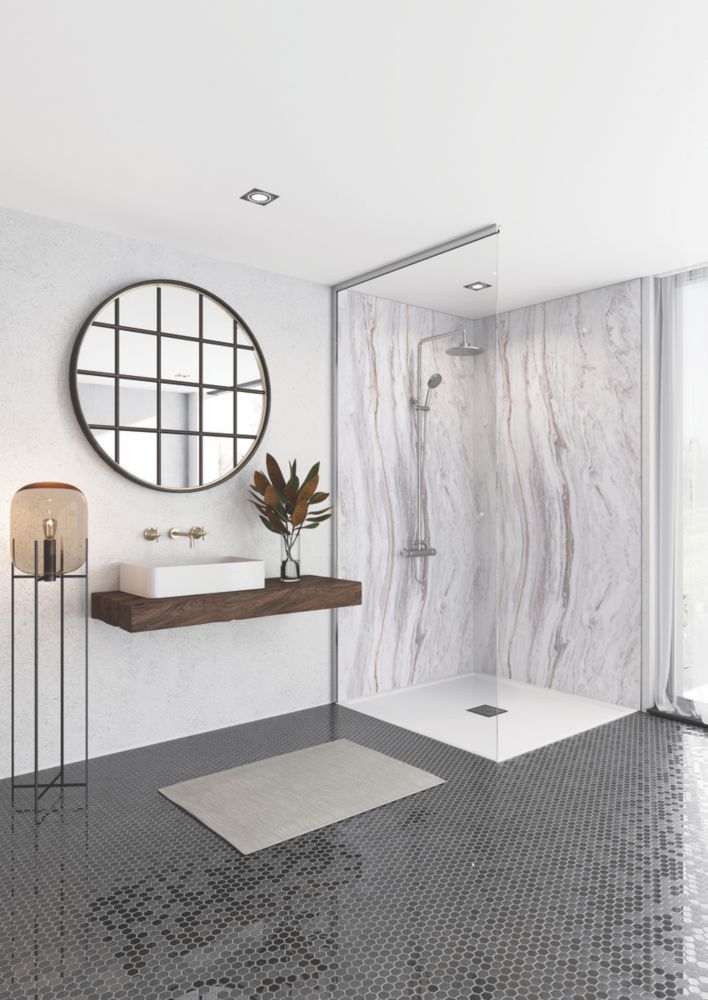 Splashwall Marmo Linea Postformed Bathroom Wall Panel Matt White  1200mm x 2420mm x 10mm