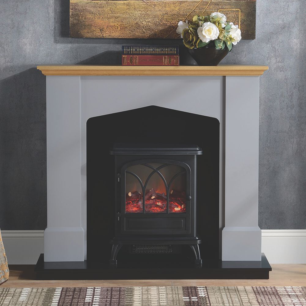 Focal Point Hurst Electric Stove Suite Grey Painted-Effect 1120mm x 350mm x  1000mm - Screwfix
