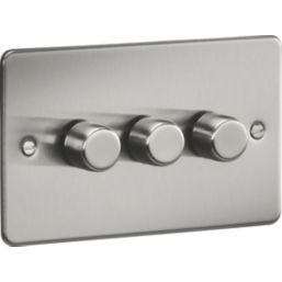 Knightsbridge  3-Gang 2-Way LED Intelligent Dimmer Switch  Brushed Chrome