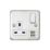 MK Contoura 13A 1-Gang DP Switched Socket + 2A 2-Outlet Type A USB Charger Brushed Stainless Steel with White Inserts