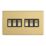 Contactum Lyric 10AX 6-Gang 2-Way Light Switch  Brushed Brass with Black Inserts