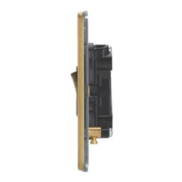 Contactum Lyric 10AX 6-Gang 2-Way Light Switch  Brushed Brass with Black Inserts