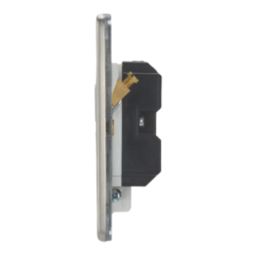 Contactum Lyric 13A Unswitched Fused Spur & Flex Outlet  Brushed Steel with White Inserts