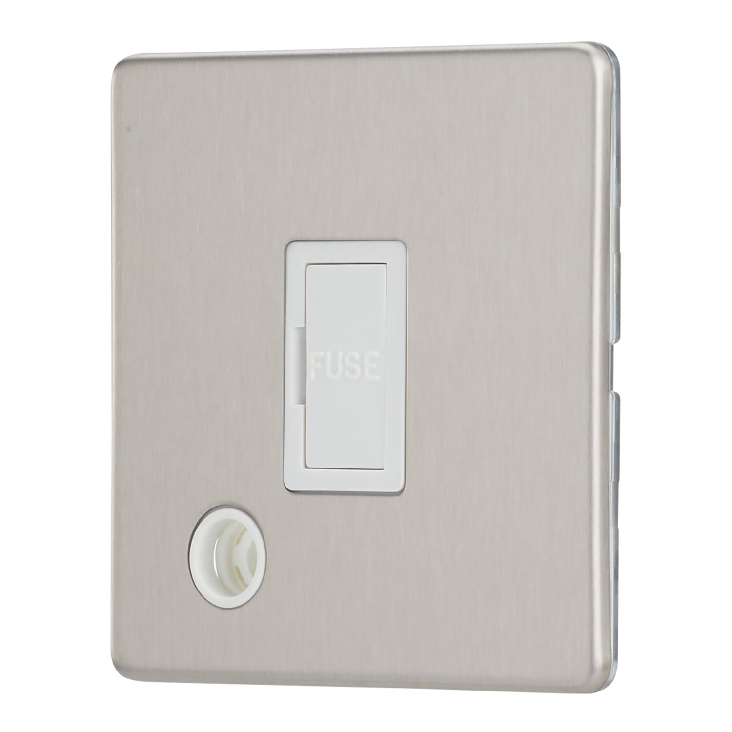 Contactum Lyric 13A Unswitched Fused Spur & Flex Outlet Brushed Steel with White Inserts (843RR)