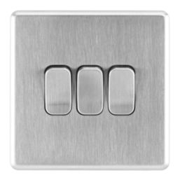 Arlec  10A 3-Gang 2-Way Light Switch  Stainless Steel
