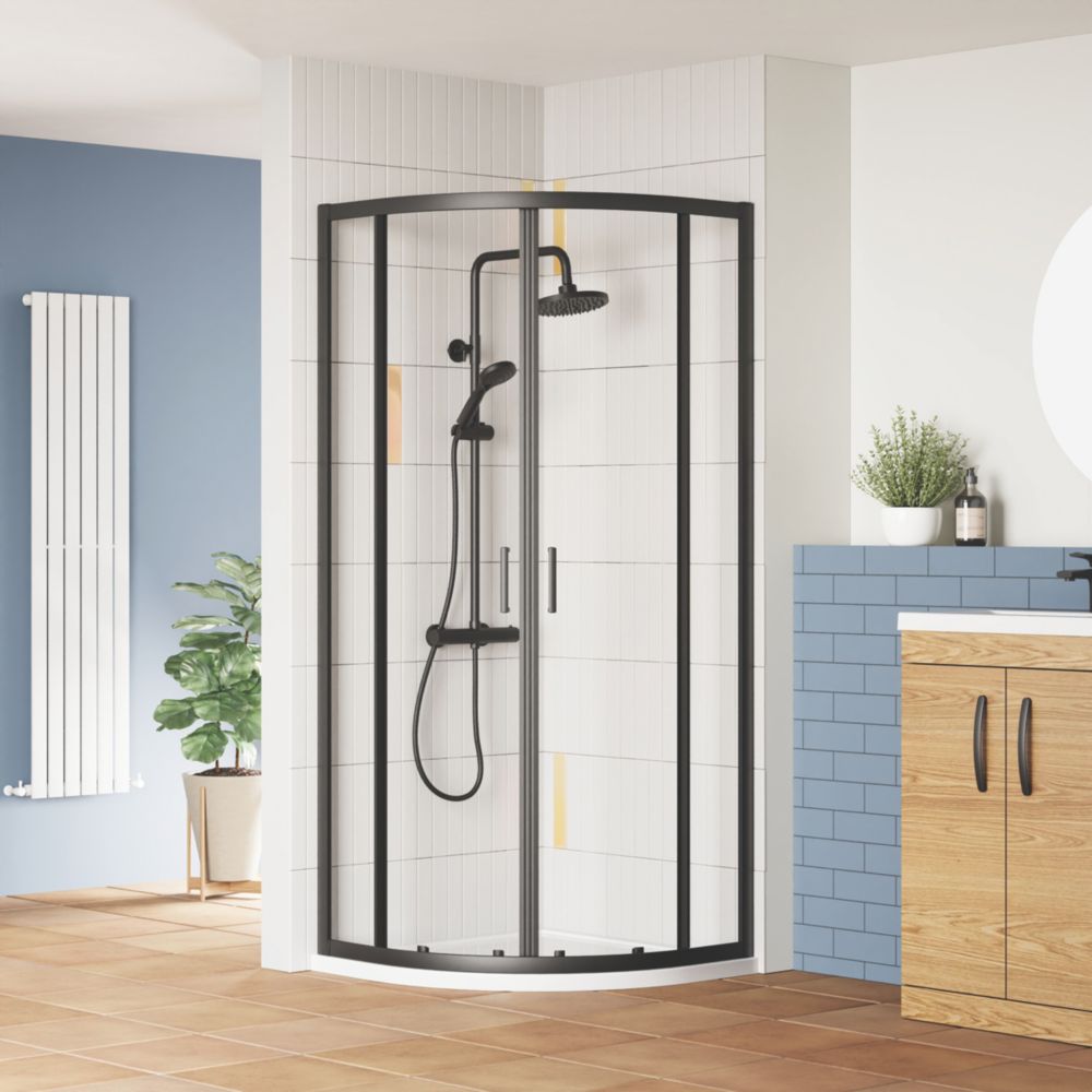 ETAL SMQU8BP-E6 Framed Quadrant Shower Enclosure Matt Black 780mm x 780mm x 1900mm - Screwfix