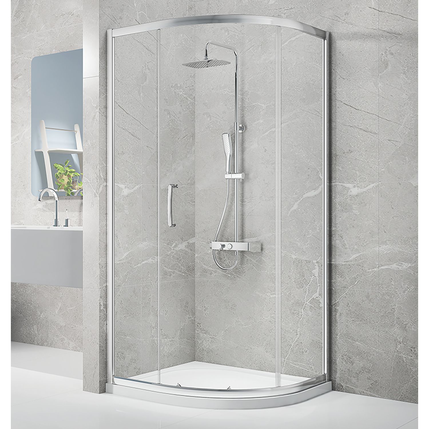 Triton Neo Eight Framed Quadrant Shower Enclosure Chrome 1200mm x 900mm x 1900mm (843TK)