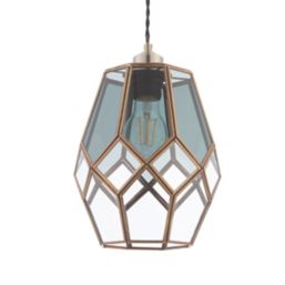 Quay Design Thames Antique Brass Metal & Glass Cage Pendant Shade