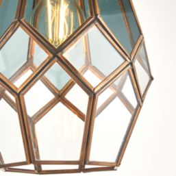 Quay Design Thames Antique Brass Metal & Glass Cage Pendant Shade