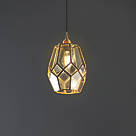 Quay Design Thames Antique Brass Metal & Glass Cage Pendant Shade