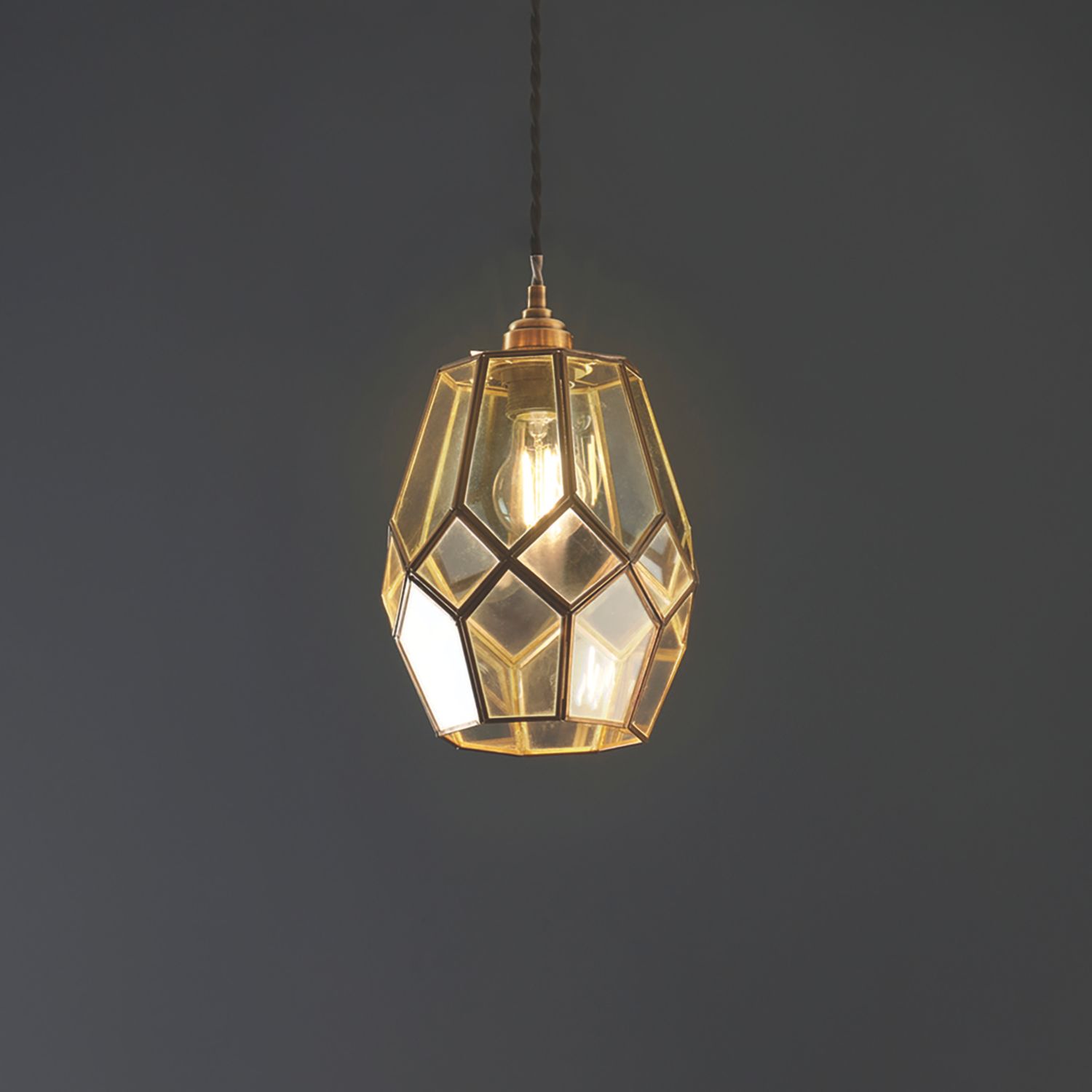 Quay Design Thames Antique Brass Metal & Glass Cage Pendant Shade (843VG)