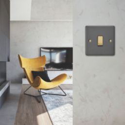 Varilight  10A 1-Gang Intermediate-Way Light Switch  Graphite Grey with Colour-Matched Inserts