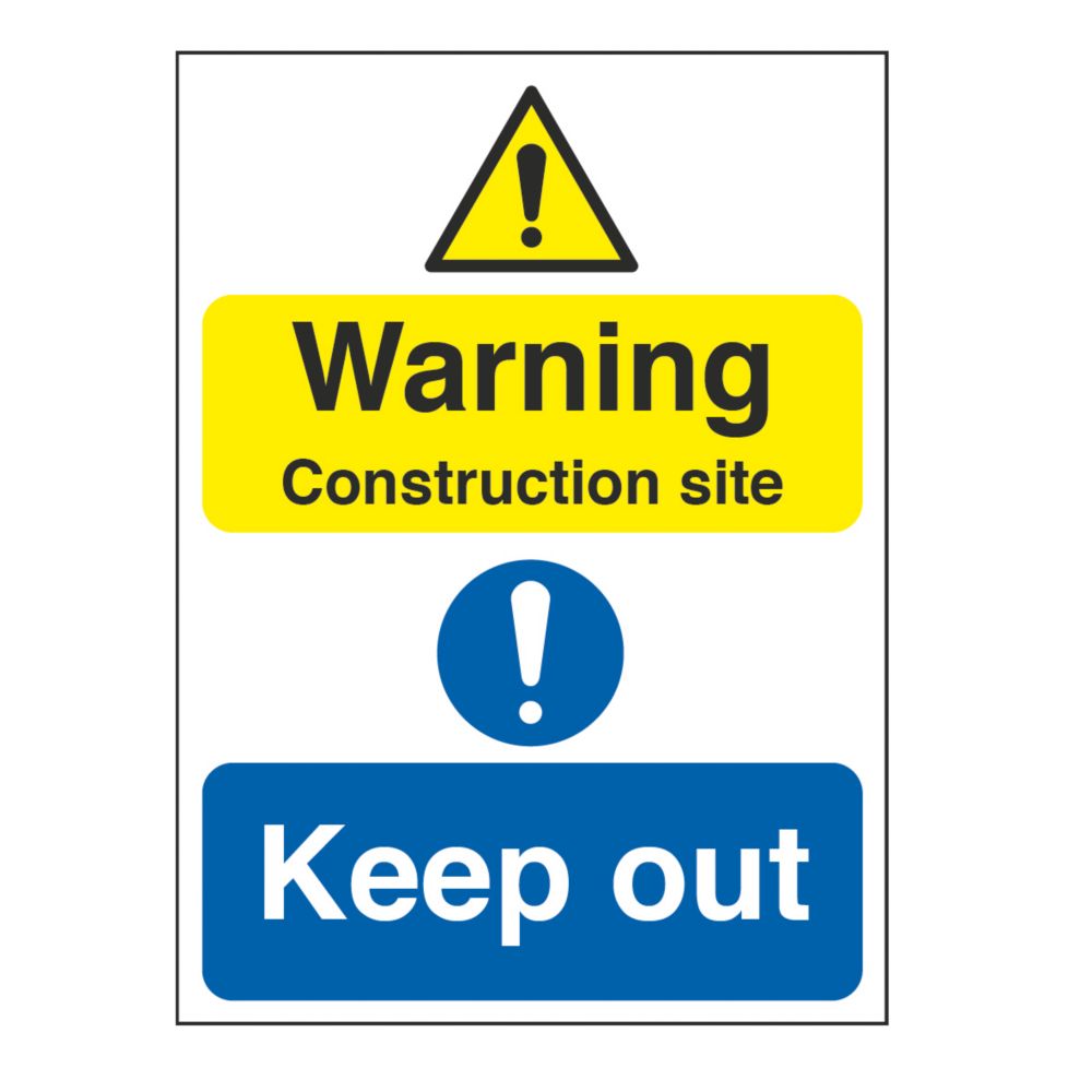 "Warning Construction Site Keep Out" Sign 300mm x 400mm 25 Pack