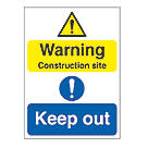 "Warning Construction Site Keep Out" Sign 300mm x 400mm 25 Pack