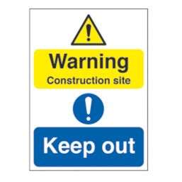 Essentials  "Warning Construction Site Keep Out" Signs 300mm x 400mm 25 Pack