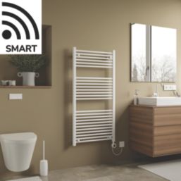 Azur 1200mm x 600mm 2048BTU White Flat Electric Towel Radiator