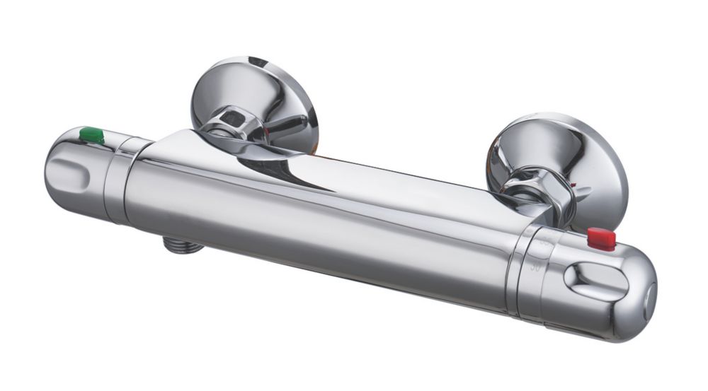 Refurb Swirl GAIL Exposed Single Outlet Thermostatic Silver Shower ...