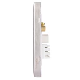 Schneider Electric Lisse Deco Slave Telephone Socket Brushed Stainless Steel with White Inserts