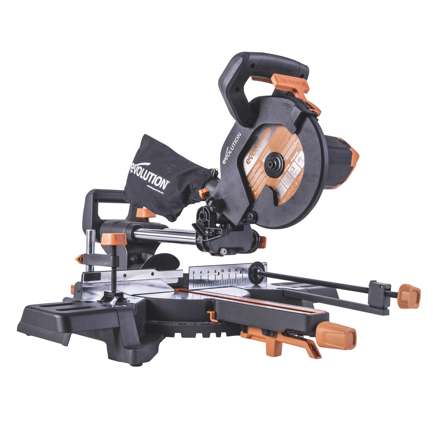 Evolution R210SMS-300+ 210mm Electric Single-Bevel Sliding Multi-Material Mitre Saw 220-240V (844HG)