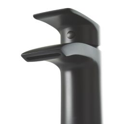 Highlife Bathrooms Coll Matt Black 123mm Cloakroom Lever Mono Basin Mixer Tap  With Clicker Waste