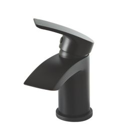 Highlife Bathrooms Coll Matt Black 123mm Cloakroom Lever Mono Basin Mixer Tap  With Clicker Waste