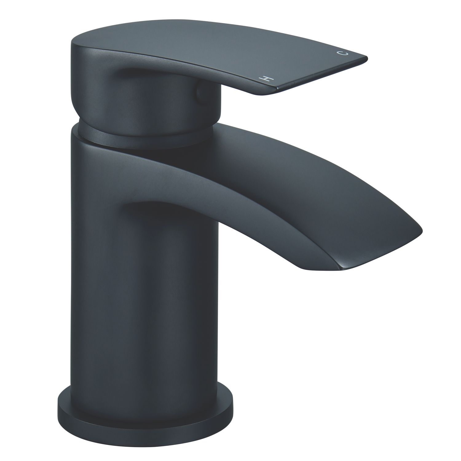Highlife Bathrooms Coll Matt Black 123mm Cloakroom Lever Mono Basin Mixer Tap With Clicker Waste (844HL)