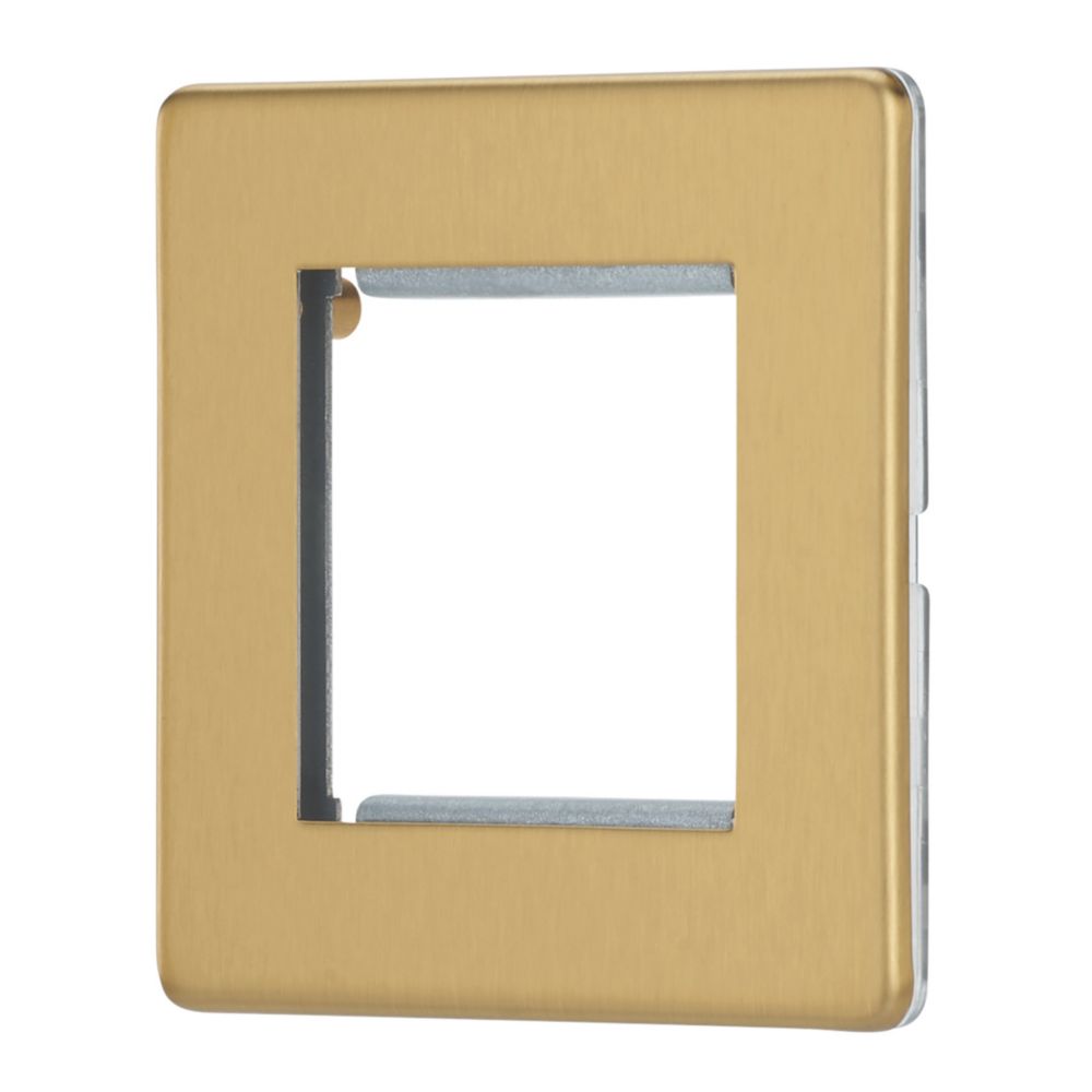 Contactum Lyric 2-Module Modular Faceplate Brushed Brass - Screwfix