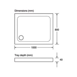 Mira Flight Low Corner Waste Rectangular Shower Tray with Upstands White 1000mm x 800mm x 40mm