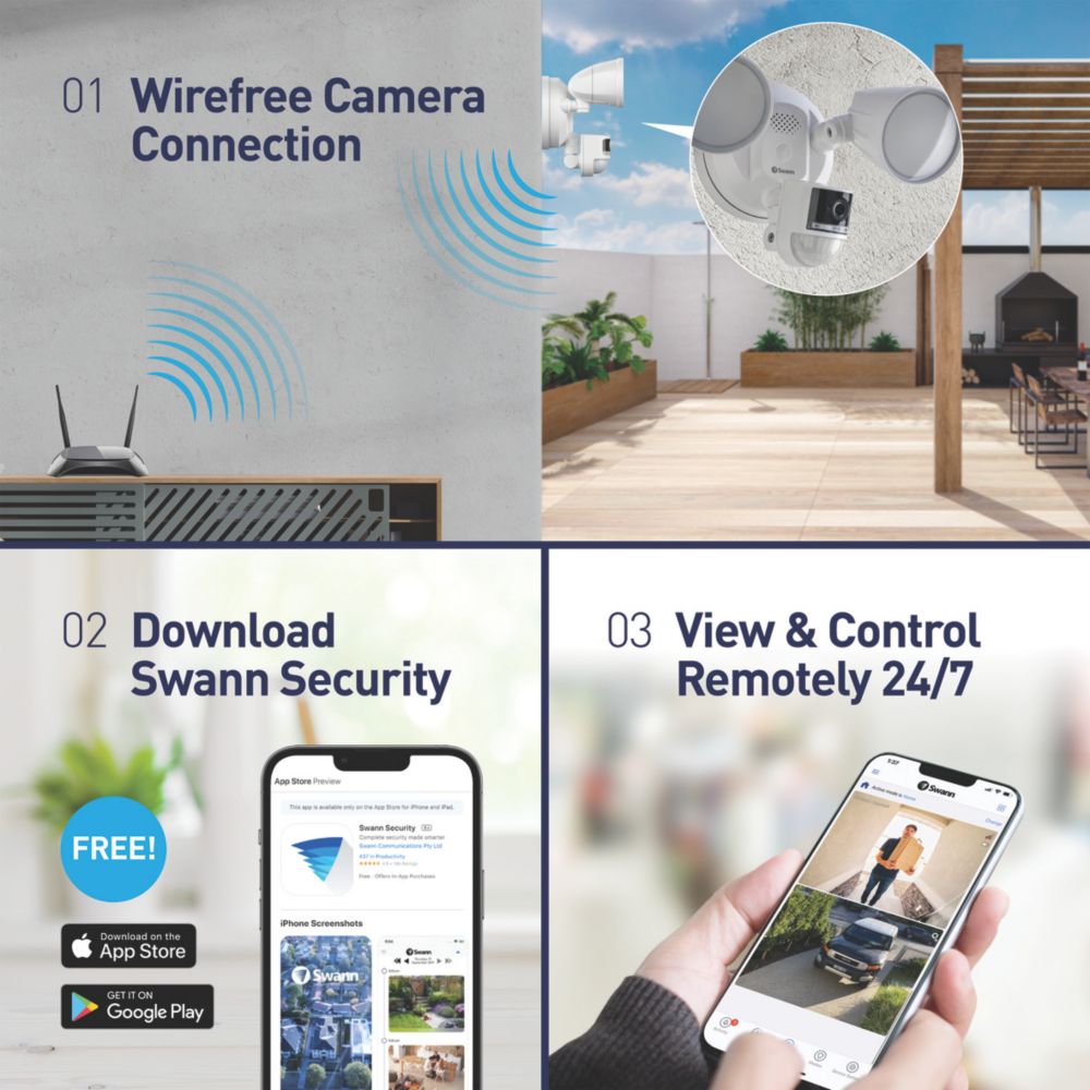 Swann SWIFI-4KFLOCAM White Wireless 4K Indoor & Outdoor Security